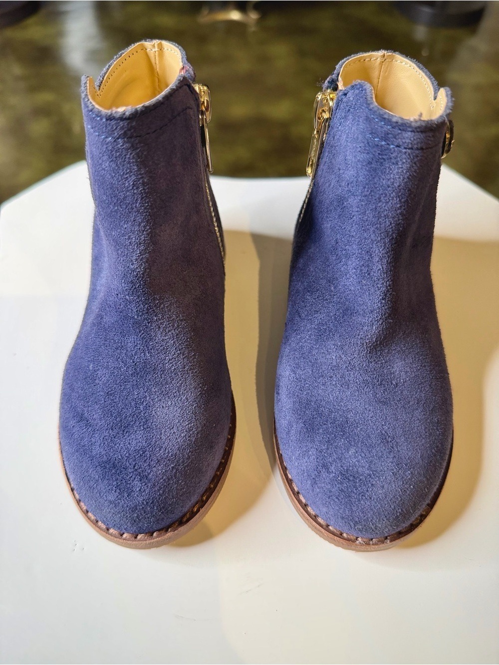 Janie and Jack Navy Suede Zip Ankle Boots Size 7 - Picture 9 of 12